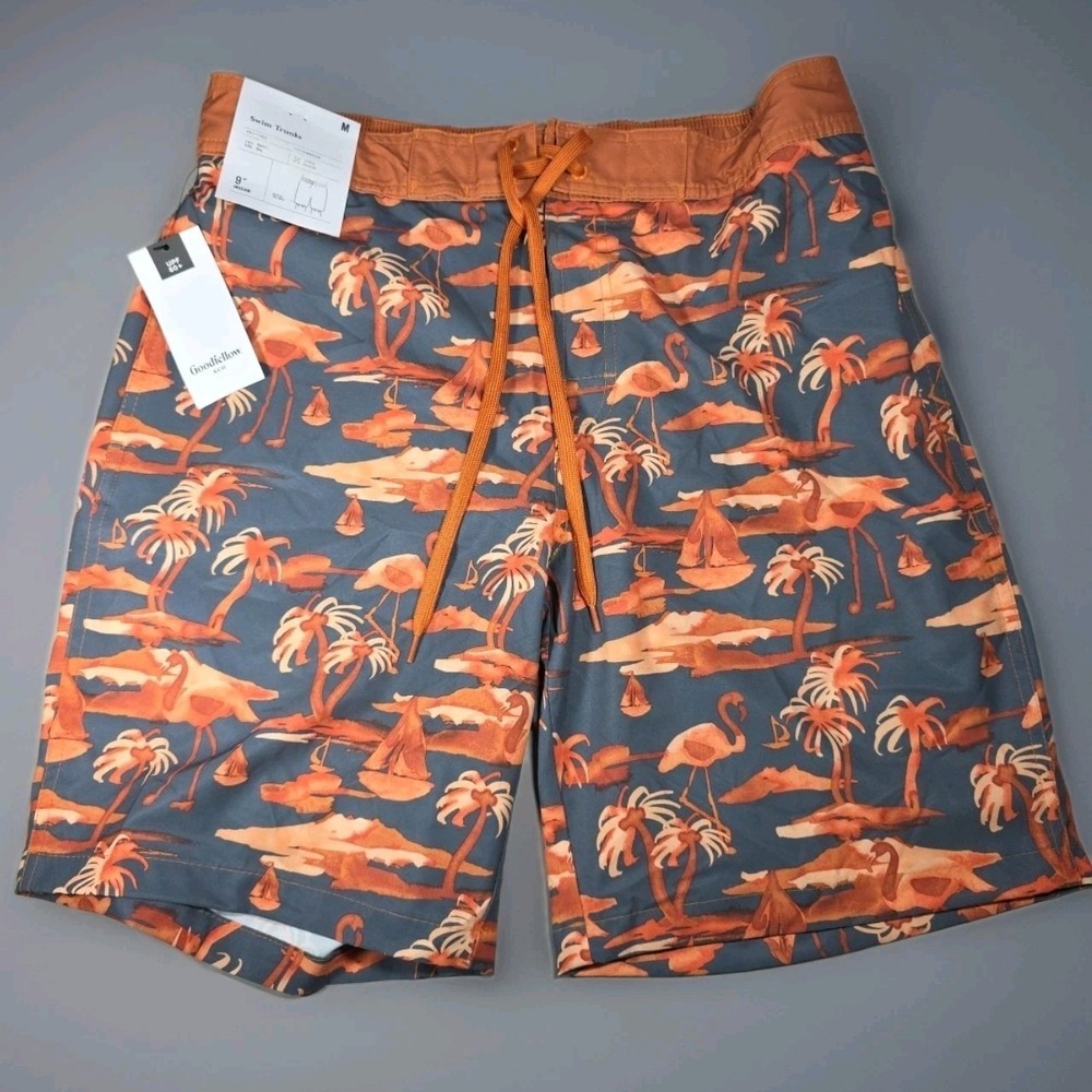 Men's 9'' Inseam Board‎ Swim Trunks Shorts- Goodfellow & Co Orange Island M